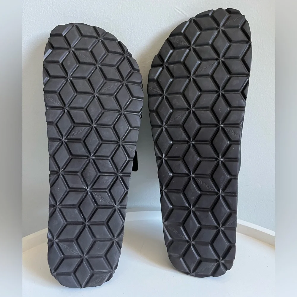 GRUNLAND Black Leather Sandals EU Size 45